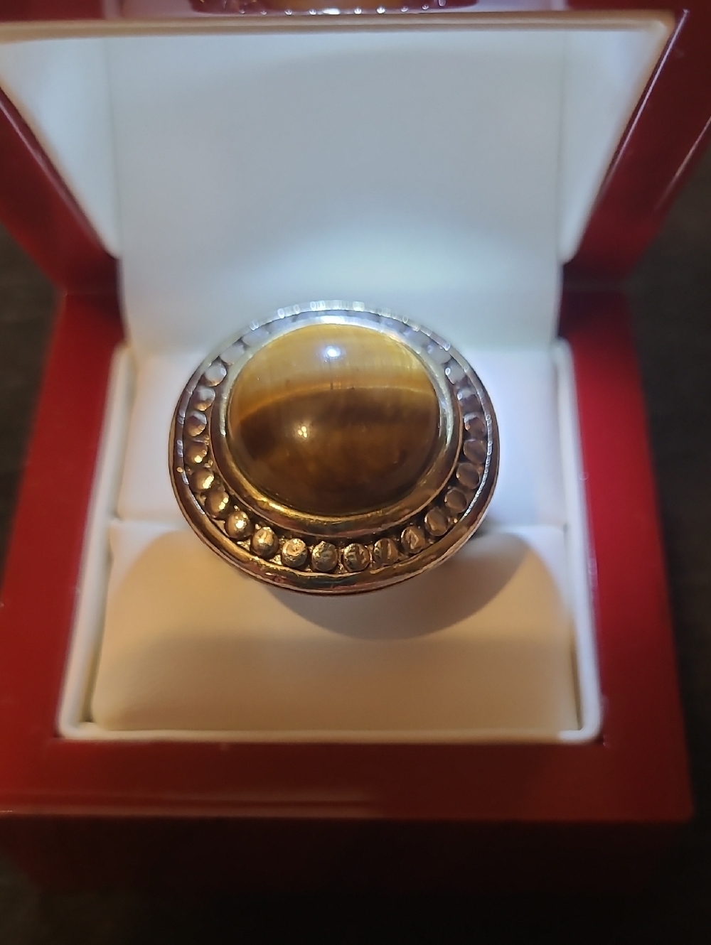 Silver Tiger's Eye Dome Ring in Brown